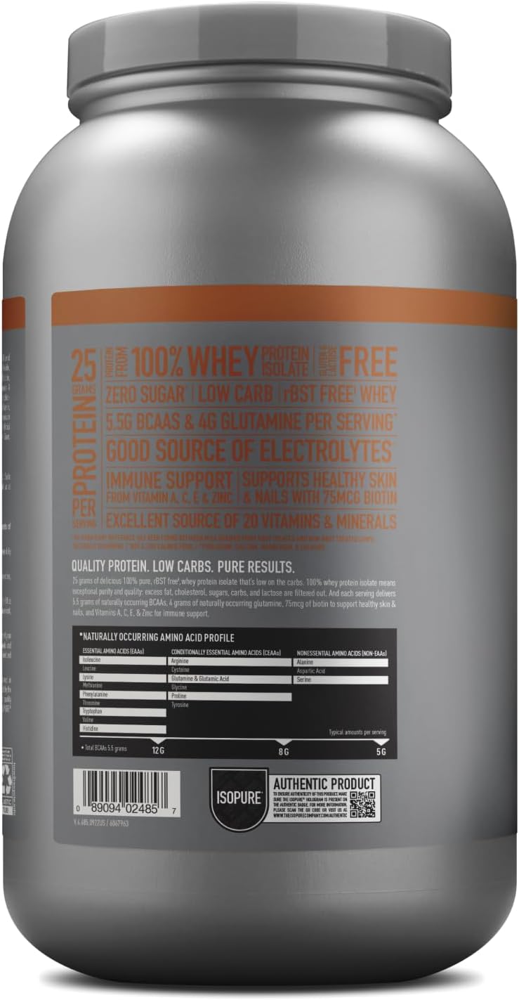 Isopure Low Carb Chocolate Peanut Butter Whey Isolate Protein Powder - Lactose & Gluten Free, 25g Protein Per Serving - 3 Lbs, 40 Servings