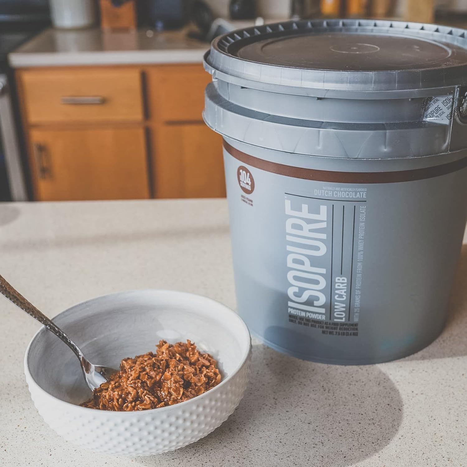 Isopure Low Carb Protein Powder with Creatine - 500g Unflavored, Keto-Friendly Whey Isolate Protein - Dutch Chocolate Flavor - 7.5lbs