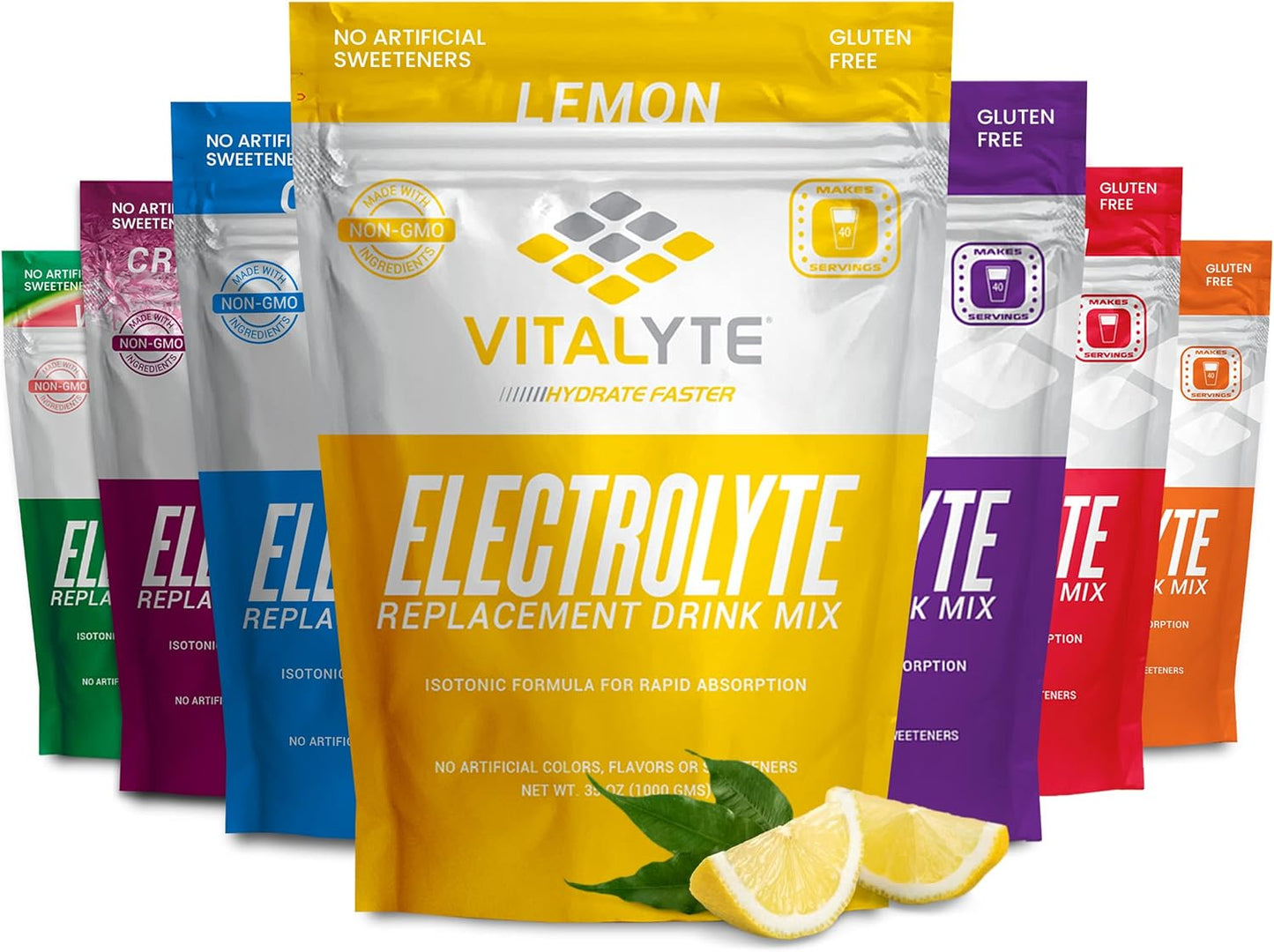 Isotonic Electrolyte Powder Drink Mix, Lemon Flavor, 70 oz Total, Gluten-Free Hydration Mix for Post-Workout Recovery
