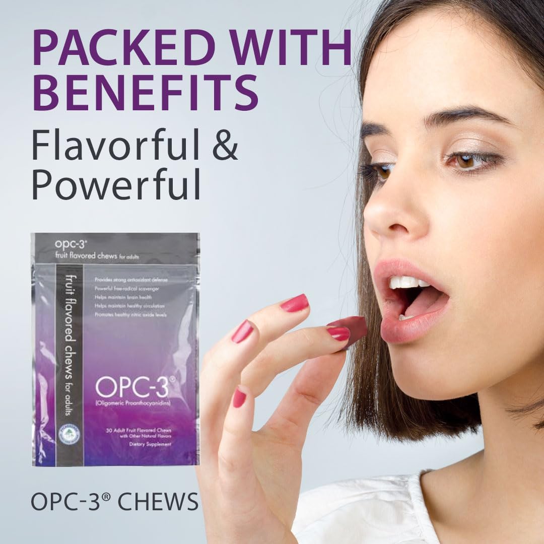 Isotonix OPC-3 Chews - Antioxidant Supplement with Pycnogenol, Grape Seed, Bilberry, Red Wine, and Pine Bark Extracts - Heart and Circulatory Support - 30 Servings