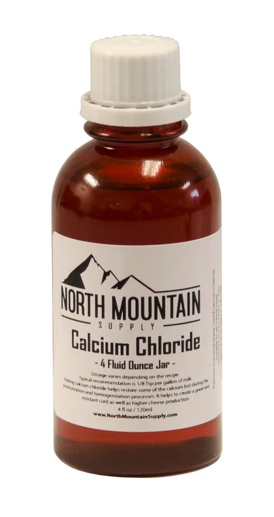 Italian-Made Liquid Calcium Chloride for Pasteurized Milk Cheese Production - 4 fl oz by North Mountain Supply