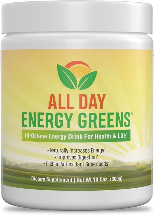 IVL All Day Energy Greens Superfood Supplement Powder Mix Drink - Super Greens Blend for Optimal Nutrition, Energy & Digestion - Green Juice Boost