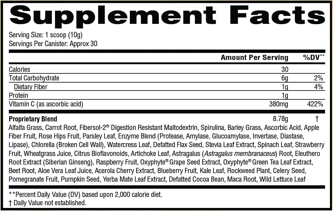IVL All Day Energy Greens Superfood Supplement Powder Mix Drink - Super Greens Blend for Optimal Nutrition, Energy & Digestion - Green Juice Boost