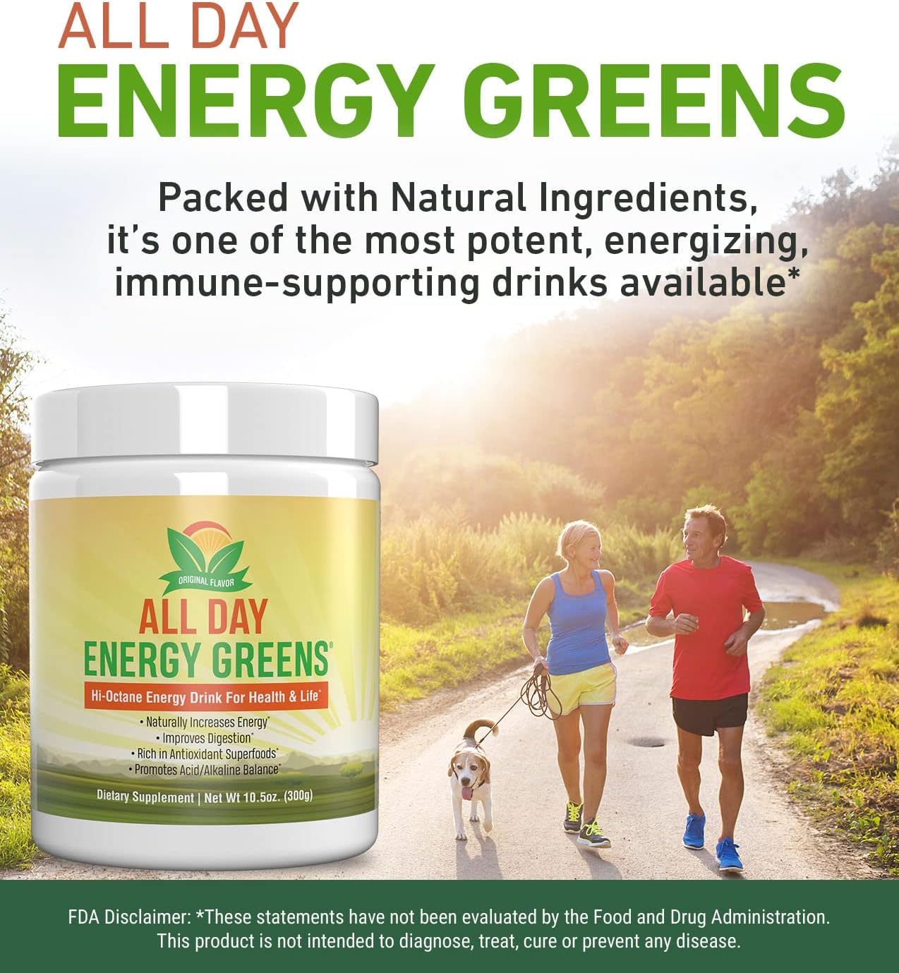 IVL All Day Energy Greens Superfood Supplement Powder Mix Drink - Super Greens Blend for Optimal Nutrition, Energy & Digestion - Green Juice Boost