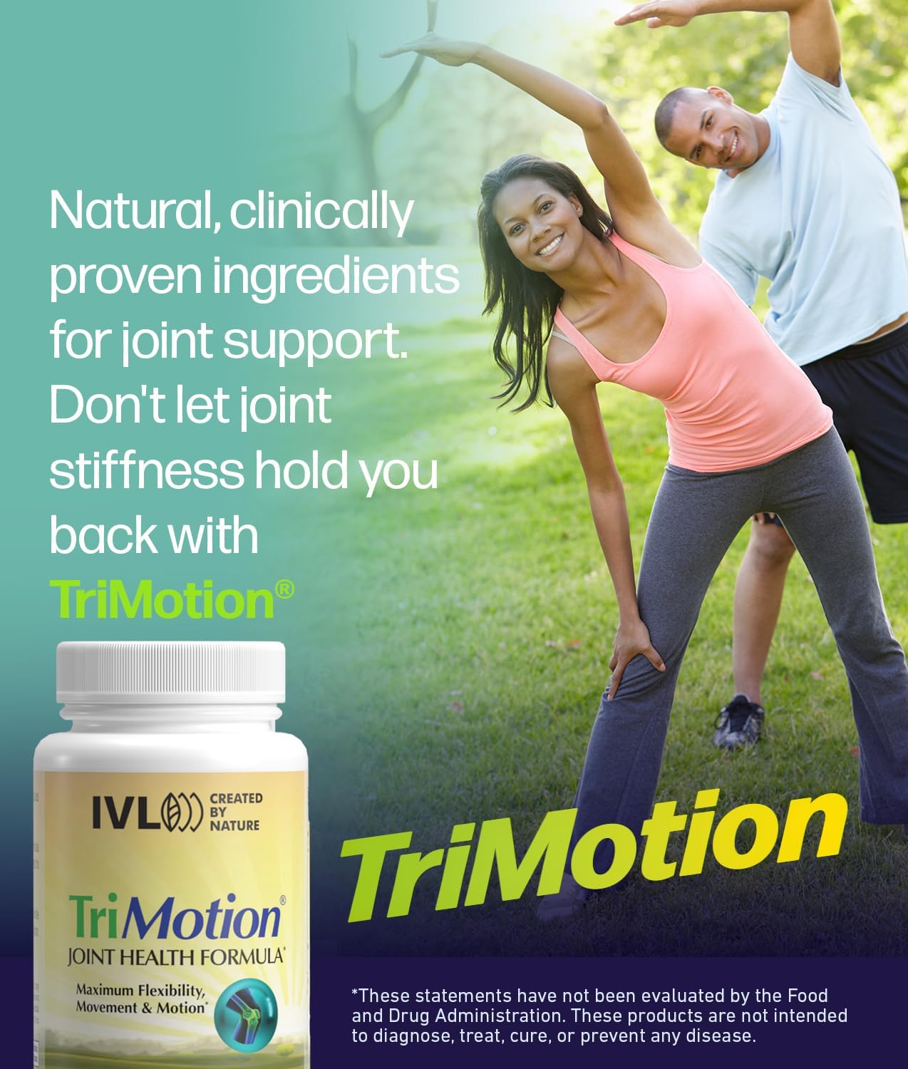 IVL TriMotion Joint Health Formula - Natural Relief for Joint Pain & Stiffness, Enhances Mobility & Flexibility - Effective for Active Adults (60 Capsules)