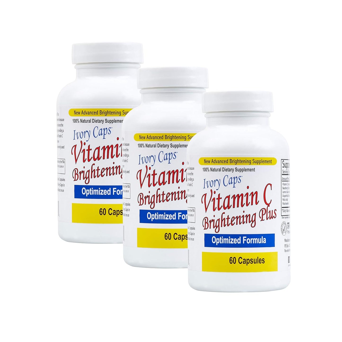 Ivory Caps Maximum Strength Vitamin C Brightening Plus 60 Caps - 3 Pack