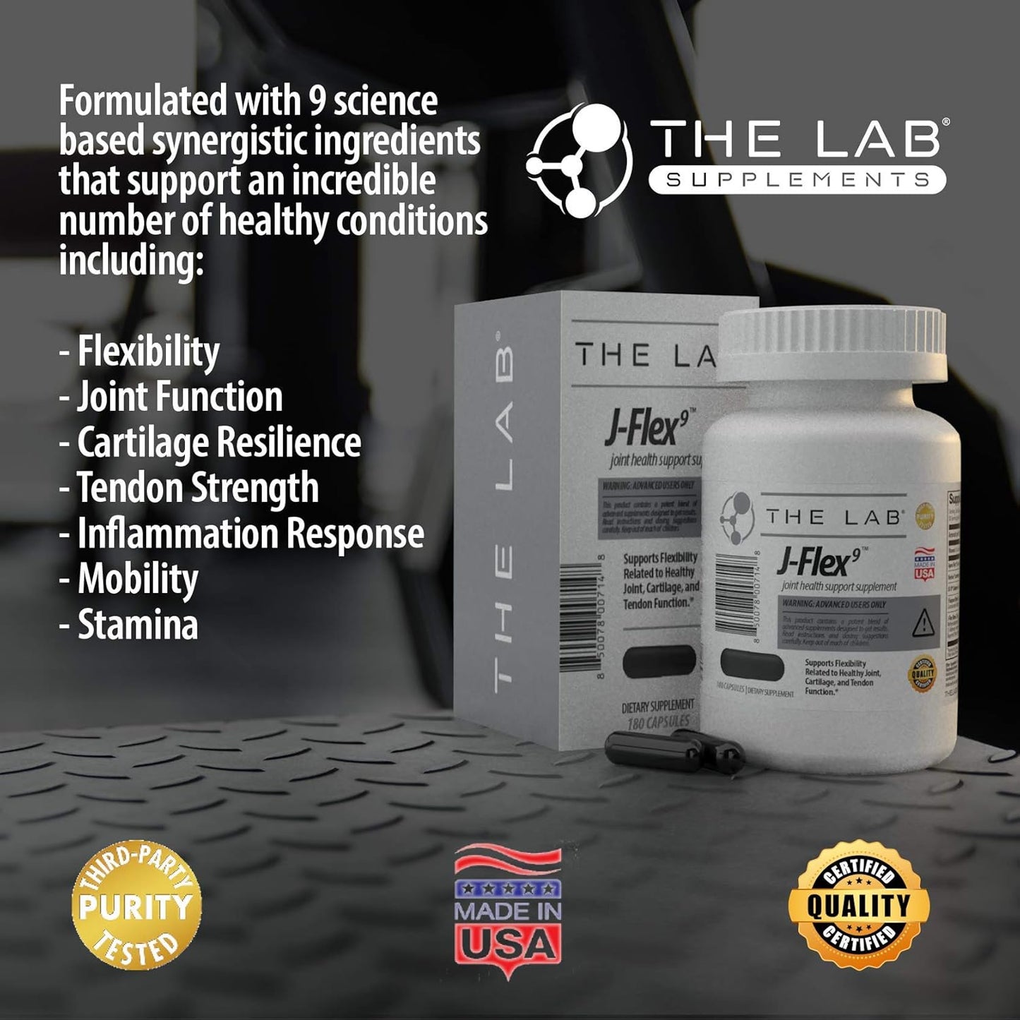 J-FLEX9 Advanced Joint Health Supplement with 9 Key Ingredients for Cartilage & Tendon Support - Made in the USA