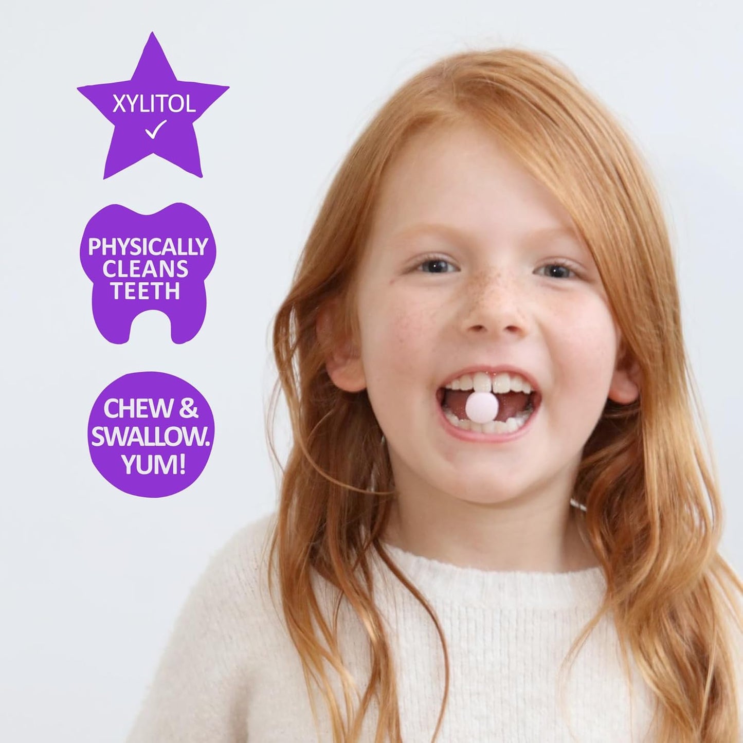 Jack N' Jill Tooth Sparkles - Calcium Chews for Teeth & Bone Health, Natural Strawberry Flavor, Xylitol, Vitamin D, Calcium, 60 Tablets