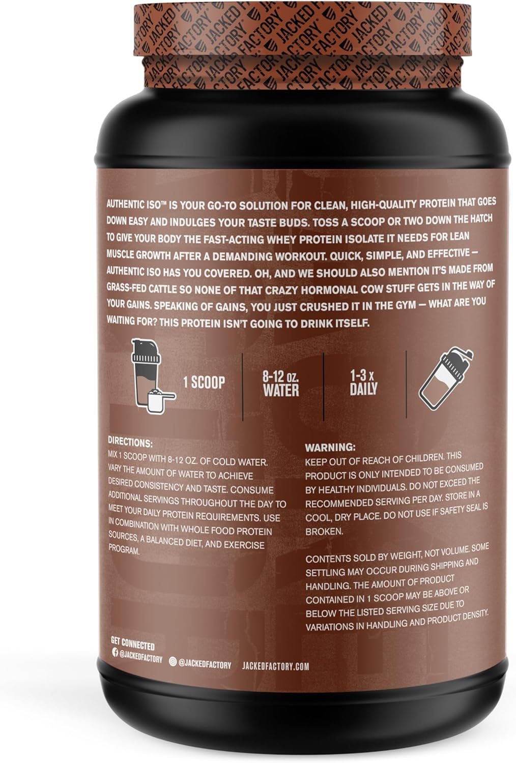 Jacked Factory Grass-Fed Whey Protein Isolate Powder - Low Carb, Non-GMO Muscle Building Protein (Chocolate & Vanilla, 30sv)