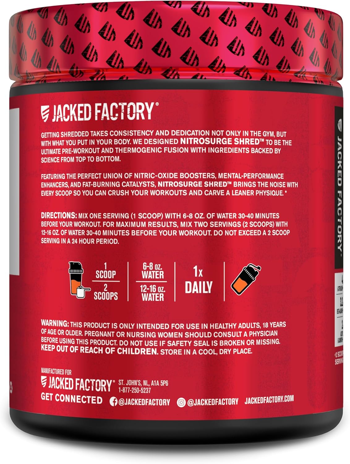 Jacked Factory Nitrosurge Shred Thermogenic Pre-Workout & BCAA Combo for Body Recomposition and Muscle Recovery in Orange Pineapple and Fruit Punch Flavors