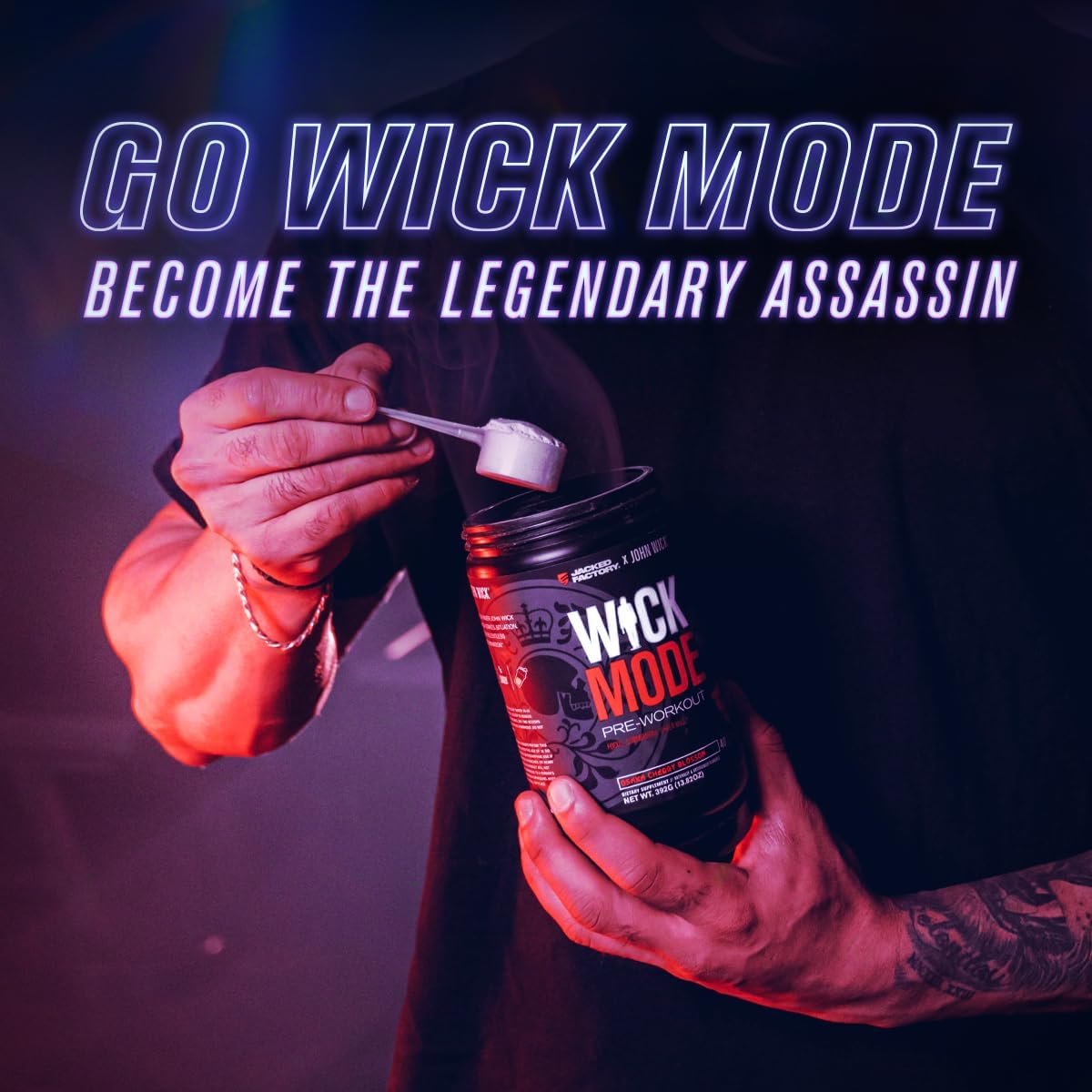 Jacked Factory X John Wick - Wick Mode Pre Workout Powder - Intense Energy and Focus - 120 Servings (3-Pack) - BoostGo Australia