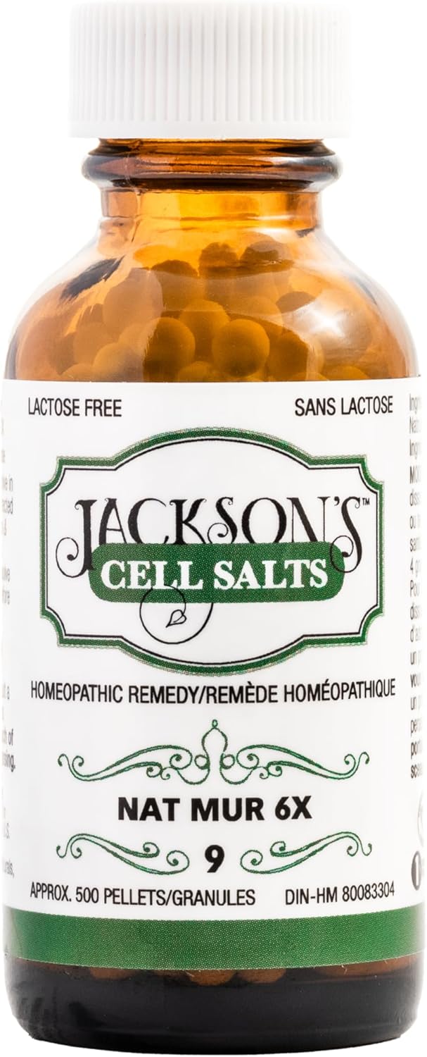 Jackson's Cell Salt #9 NAT mur 6X (500 Pellet Bottle) - Vegan & Lactose-Free Natrum Muriaticum 6X