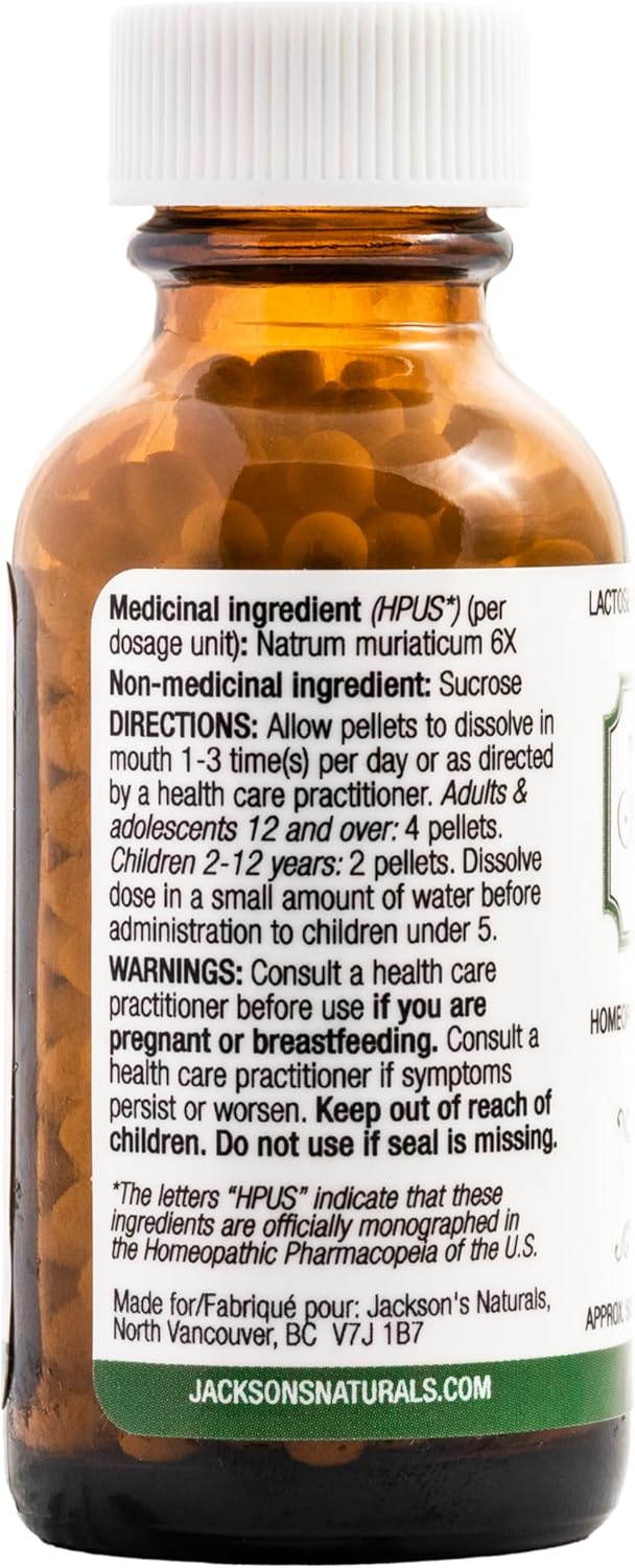 Jackson's Cell Salt #9 NAT mur 6X (500 Pellet Bottle) - Vegan & Lactose-Free Natrum Muriaticum 6X