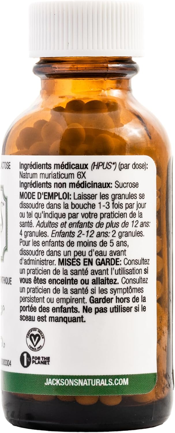 Jackson's Cell Salt #9 NAT mur 6X (500 Pellet Bottle) - Vegan & Lactose-Free Natrum Muriaticum 6X