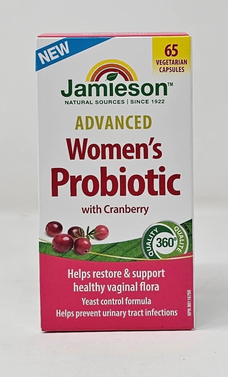Jamieson Advanced Women's Probiotic with Cranberry - 65 Vegetarian Capsules to Support Vaginal Flora