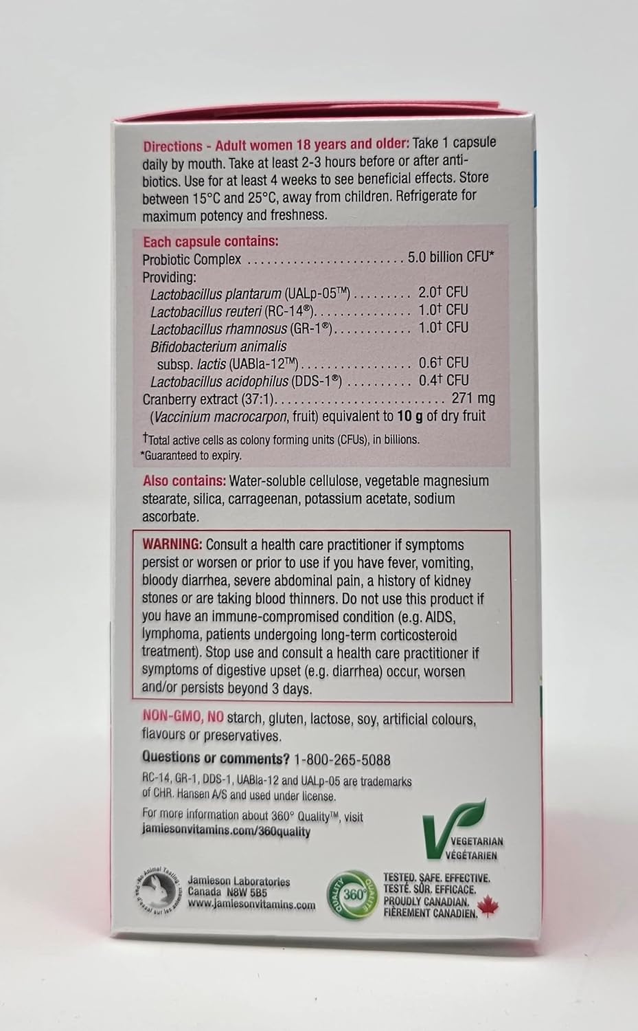 Jamieson Advanced Women's Probiotic with Cranberry - 65 Vegetarian Capsules to Support Vaginal Flora