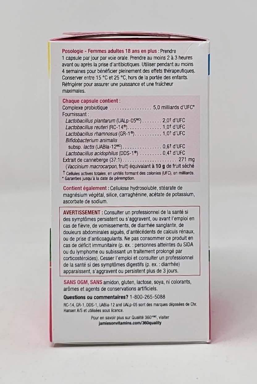 Jamieson Advanced Women's Probiotic with Cranberry - 65 Vegetarian Capsules to Support Vaginal Flora