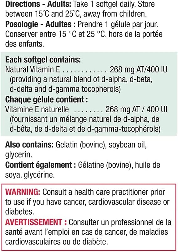 Jamieson Balance E 400IU Capsules - Mixed Tocopherols for Cell Aging Prevention