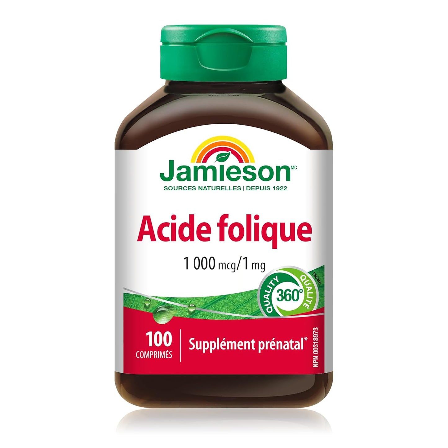 Jamieson Folic Acid Tablets - 1mg, 100 Count Bottle