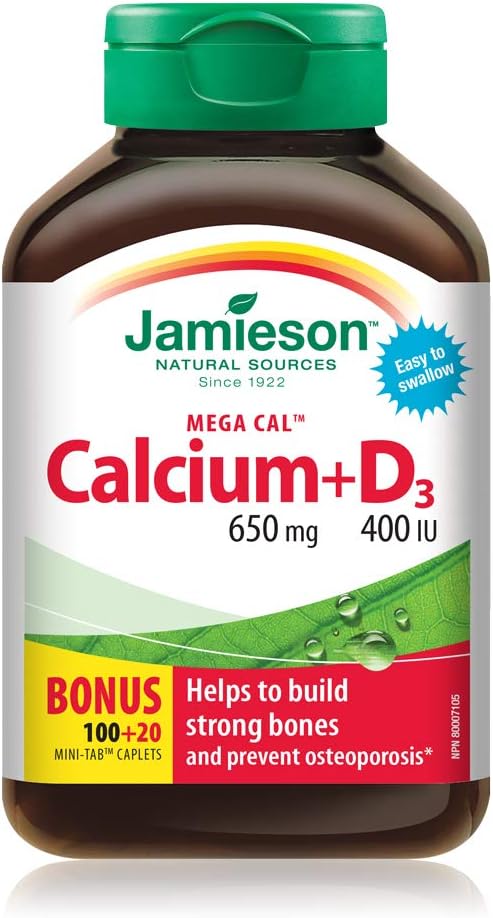 Jamieson Mega Cal Calcium Supplement with Vitamin D - Bone Health Support