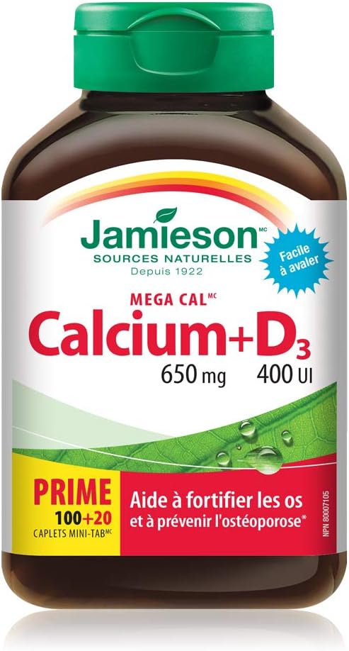 Jamieson Mega Cal Calcium Supplement with Vitamin D - Bone Health Support