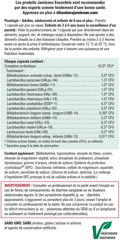 Jamieson Probiotic Supplement with 10 Billion Active Cells - 130 Vegetarian Capsules