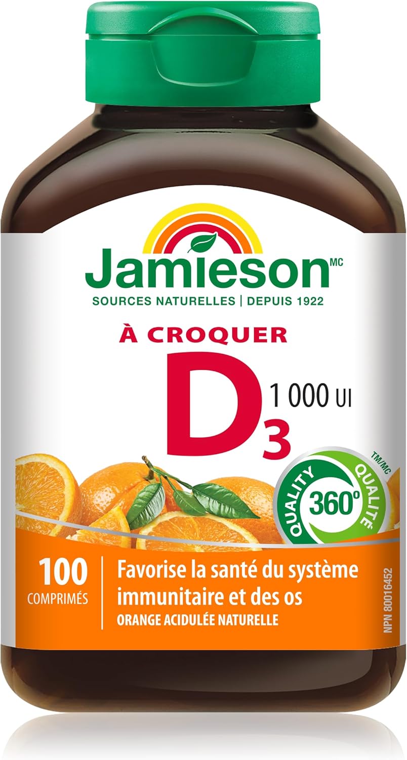Jamieson Tangy Orange Vitamin D 1000IU Chewable Tablets - 100 Count