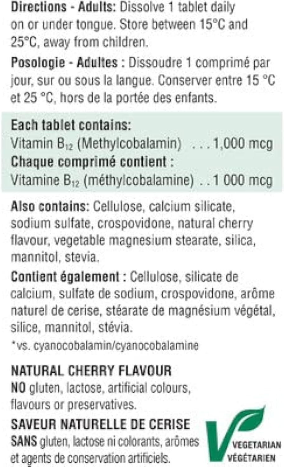 Jamieson Vitamin B12 Methylcobalamin Sublingual Tablets - 1,000 mcg, 100 Fast Dissolving Tablets