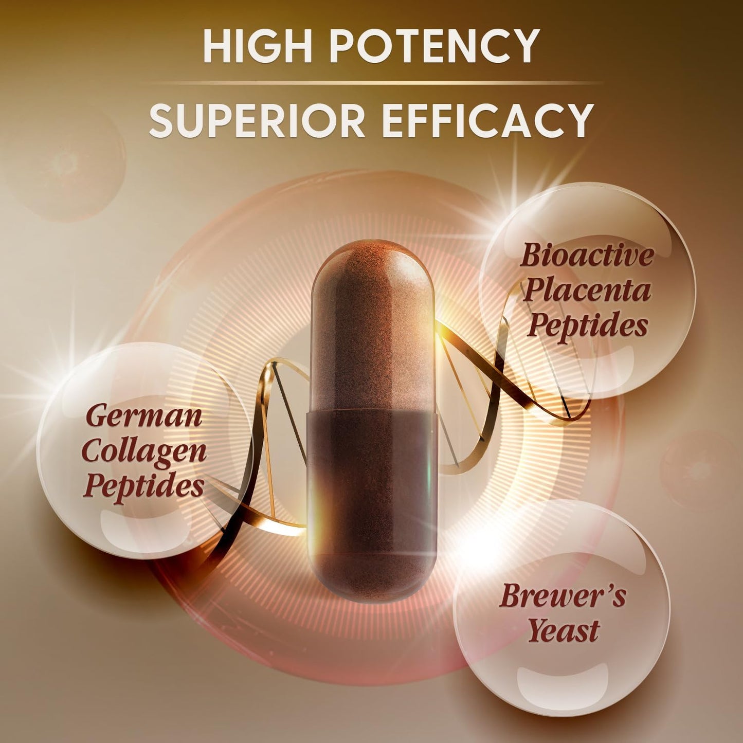 Japanese Placenta Cell Rejuvenating Therapy with Collagen Peptide and Brewer’s Yeast - Supports Immune Health, Skin Regeneration, Anti-Aging - 180 Capsules