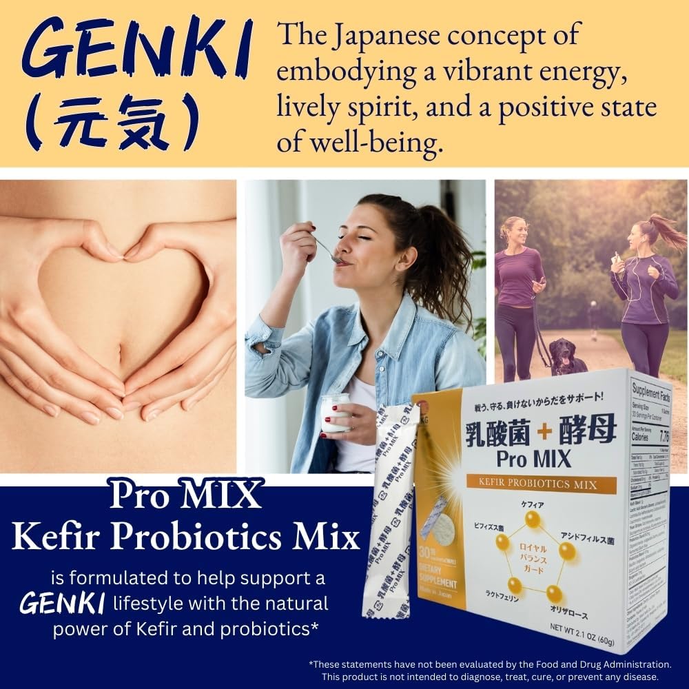 Japanese Probiotic Supplement with Kefir Probiotics Mix, Lactoferrin, Bifidobacterium - 30ct for Gut Health, Digestion, Immune Boost