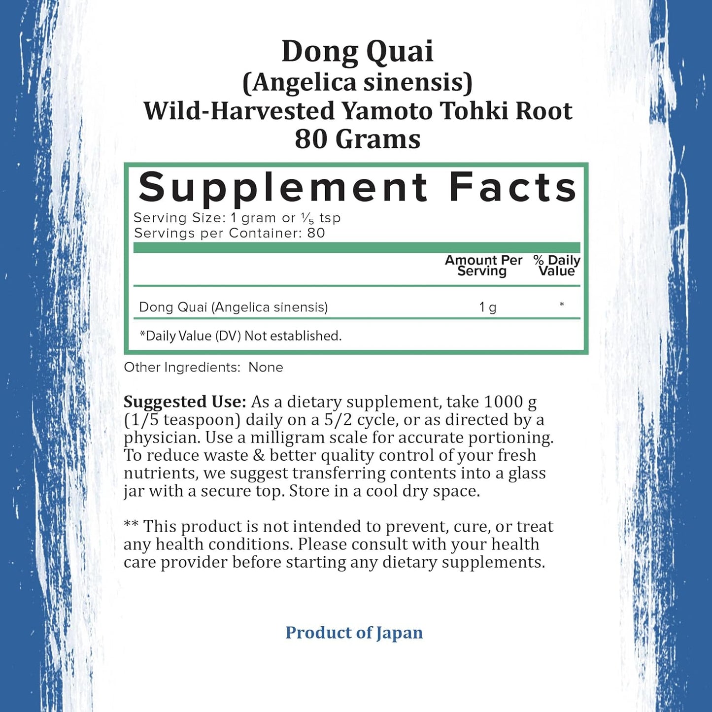 Japanese Wild Harvested Dong Quai Root Powder Extract (Angelica Sinensis) for Women's Health Support | Holistic Female Ginseng
