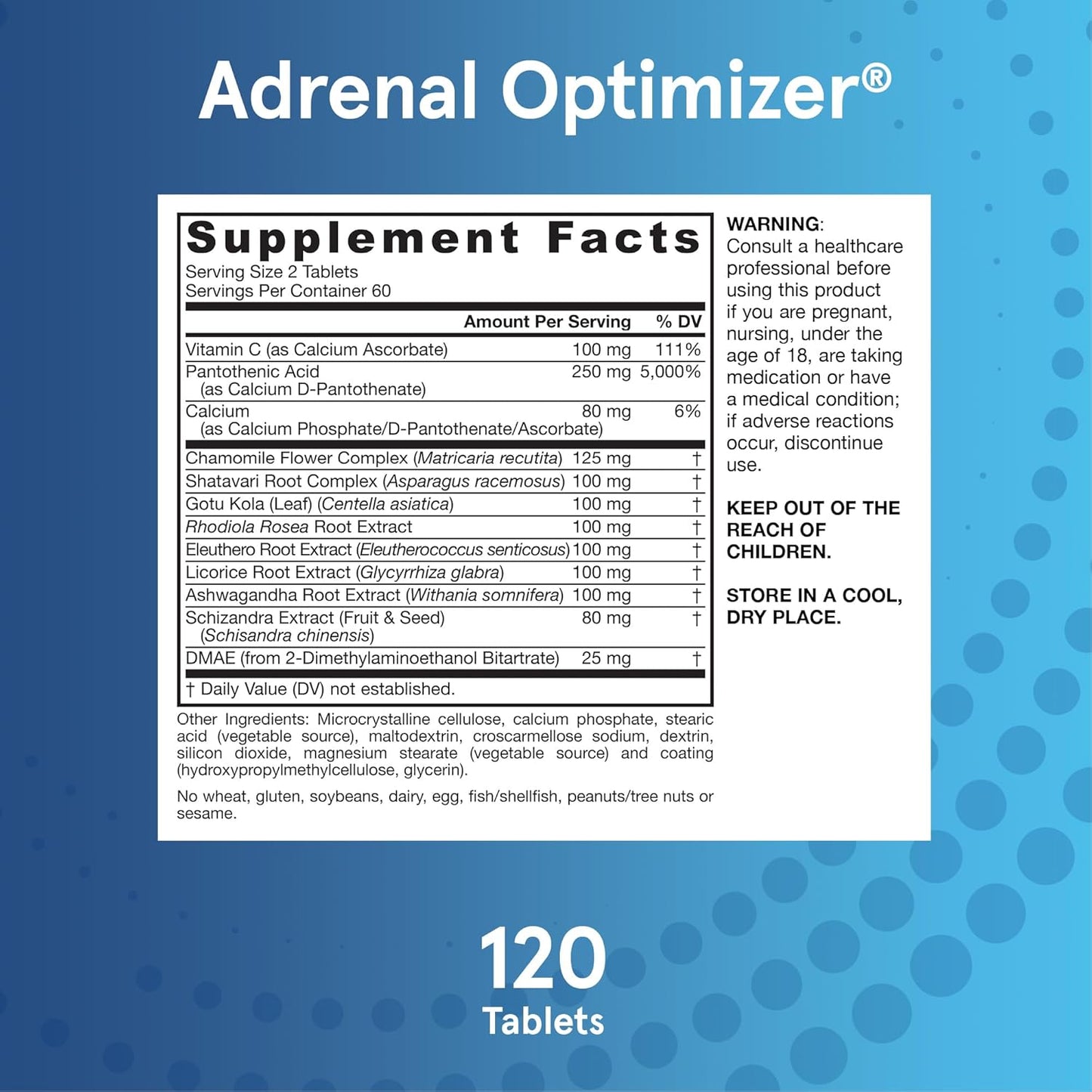 Jarrow Formulas Adrenal Optimizer - Ashwagandha, Chamomile, Schizandra Extract - Stress Reduction Support - 120 Vegan Tablets - Pack of 12 - 60 Day Supply