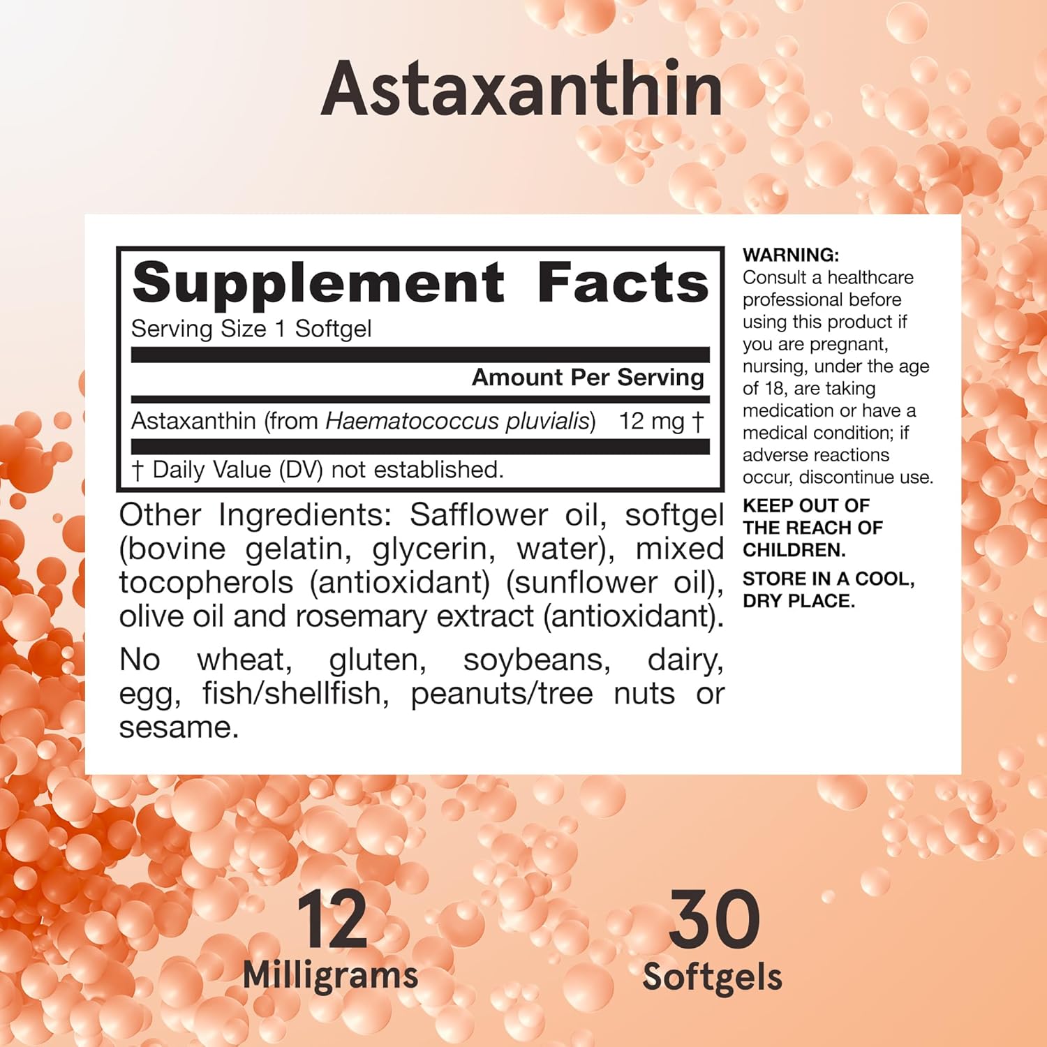 Jarrow Formulas® Astaxanthin 12 mg Softgels - Antioxidant Support for Immune & Eye Health - 30 Day Supply
