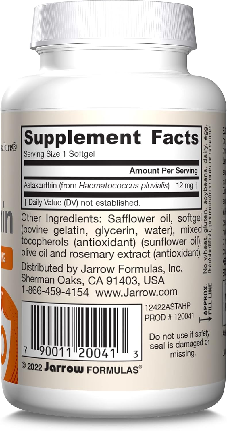 Jarrow Formulas® Astaxanthin 12 mg Softgels - Antioxidant Support for Immune & Eye Health - 30 Day Supply