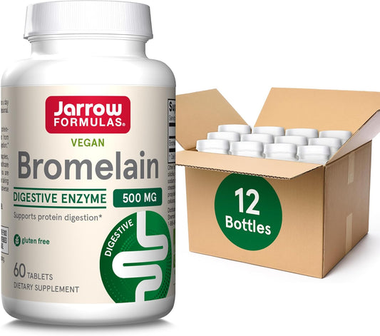 Jarrow Formulas Bromelain 500 mg Tablets for Protein Digestion - 720 Tablets, 60 Day Supply (12 Pack)