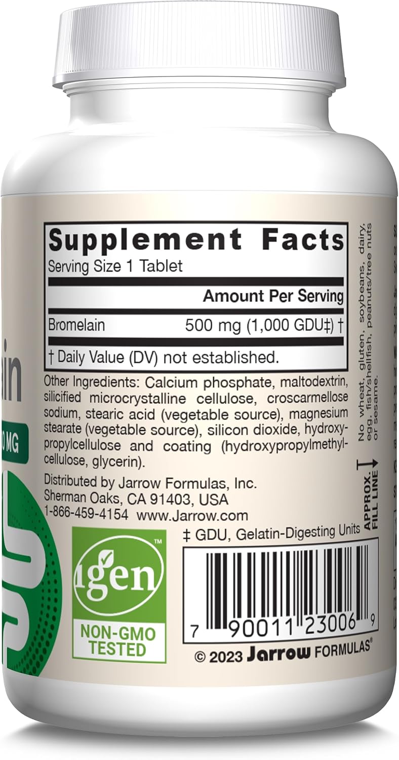 Jarrow Formulas Bromelain 500 mg Tablets for Protein Digestion - 720 Tablets, 60 Day Supply (12 Pack)