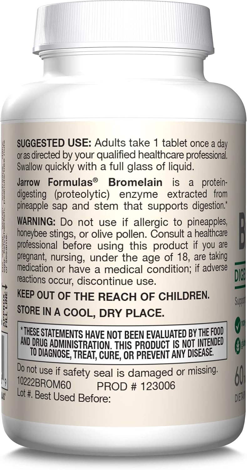 Jarrow Formulas Bromelain 500 mg Tablets for Protein Digestion - 720 Tablets, 60 Day Supply (12 Pack)