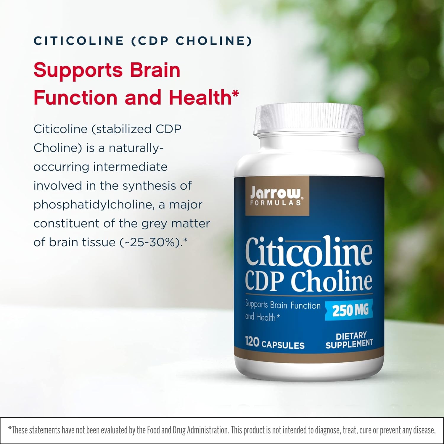 Jarrow Formulas Citicoline (CDP Choline) 250 mg - 240 Capsules for Brain Health & Attention Performance