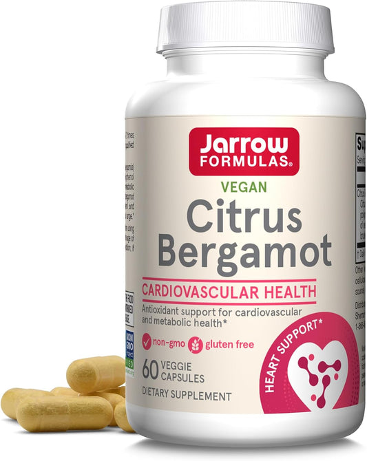 Jarrow Formulas Citrus Bergamot 500 mg - Antioxidant Support for Heart Health - 60 Servings - Gluten Free Dietary Supplement with QH-absorb - BoostGo Australia