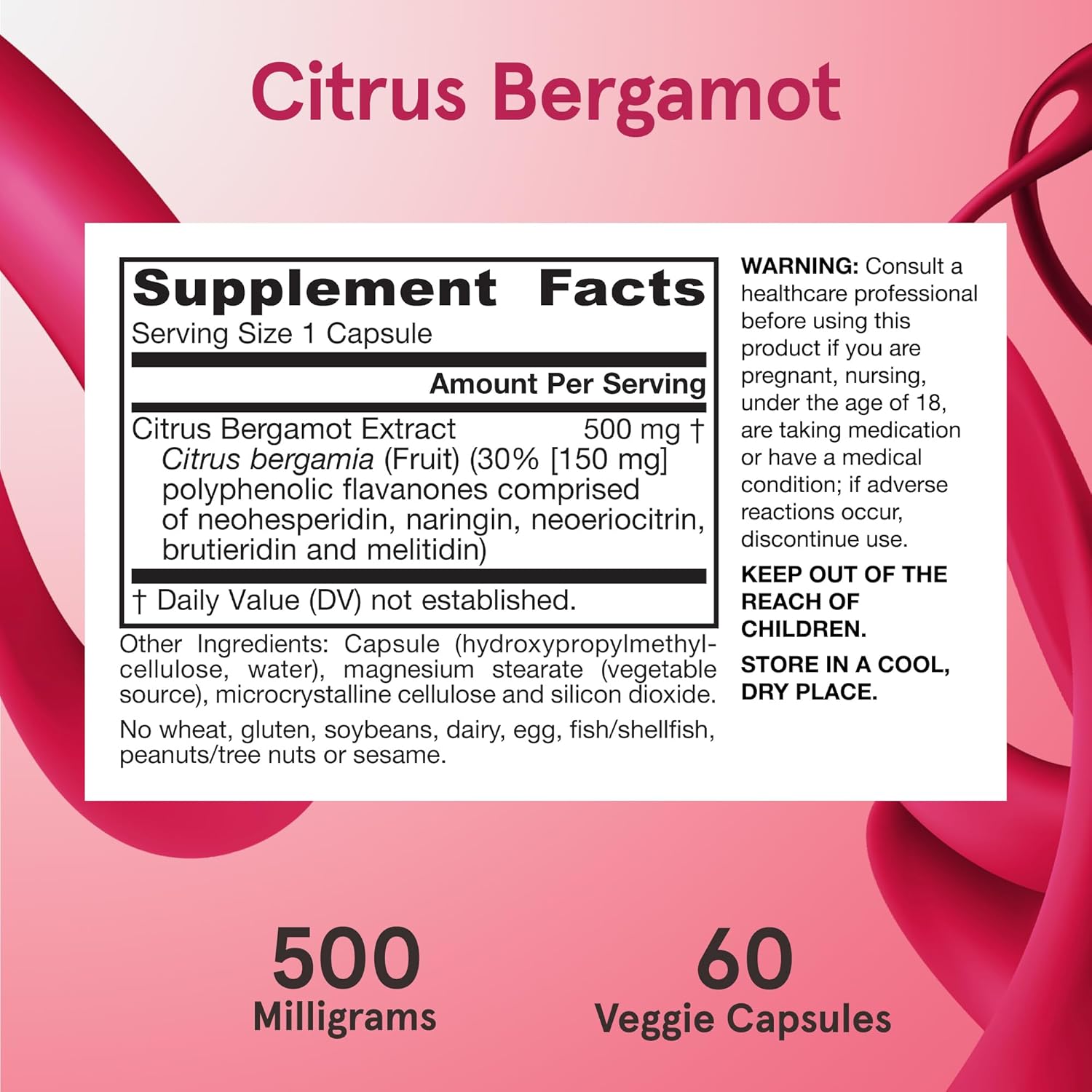 Jarrow Formulas Citrus Bergamot 500 mg - Antioxidant Support for Heart Health - 60 Servings - Gluten Free Dietary Supplement with QH-absorb - BoostGo Australia