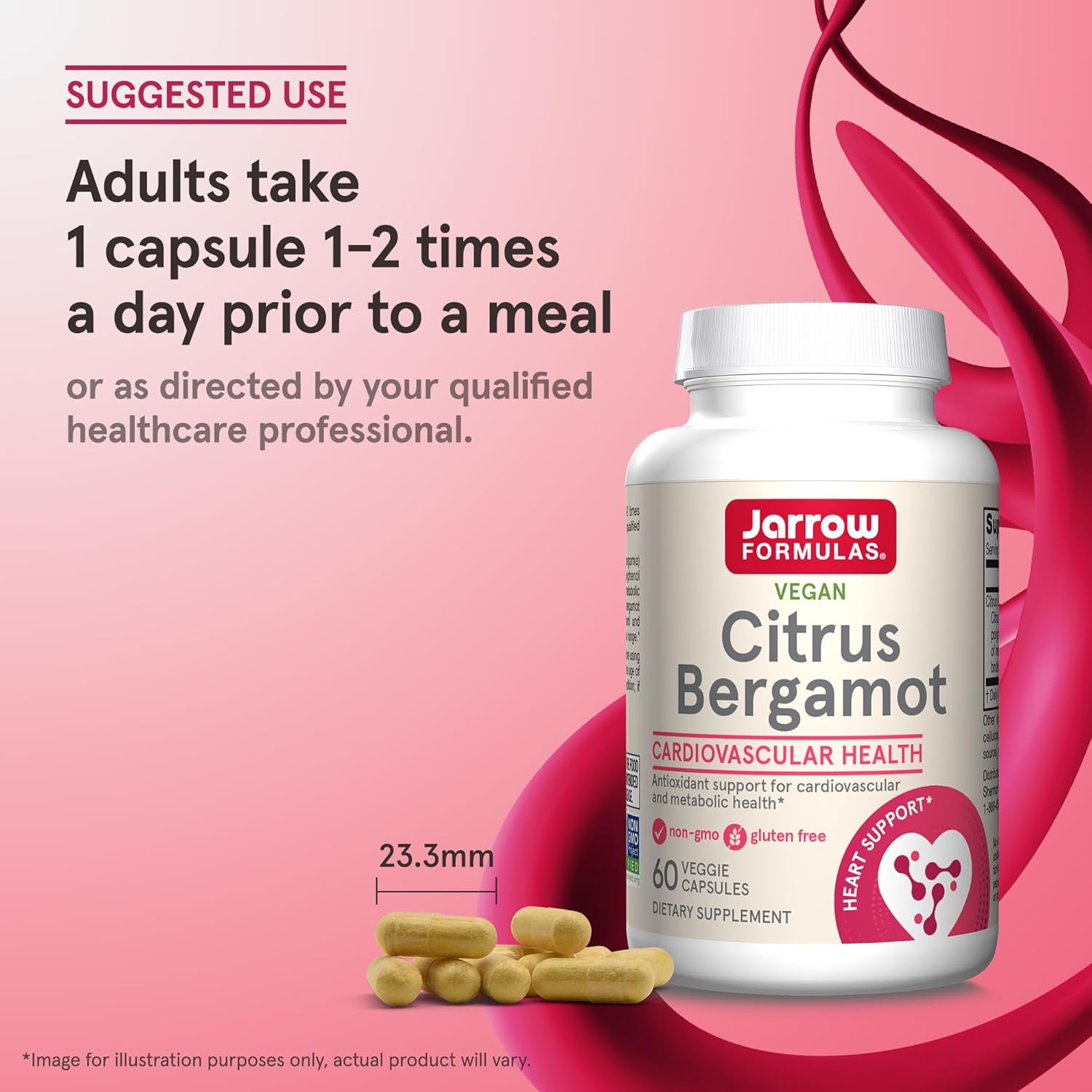 Jarrow Formulas Citrus Bergamot 500 mg - Antioxidant Support for Heart Health - 60 Servings - Gluten Free Dietary Supplement with QH-absorb - BoostGo Australia