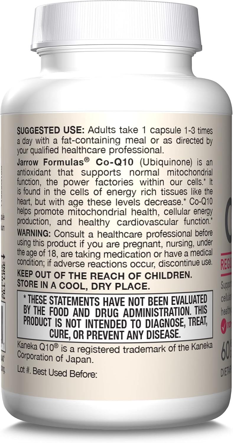 Jarrow Formulas Co-Q10 100mg Veggie Capsules for Antioxidant Support and Cardiovascular Health, 60-Day Supply - BoostGo Australia