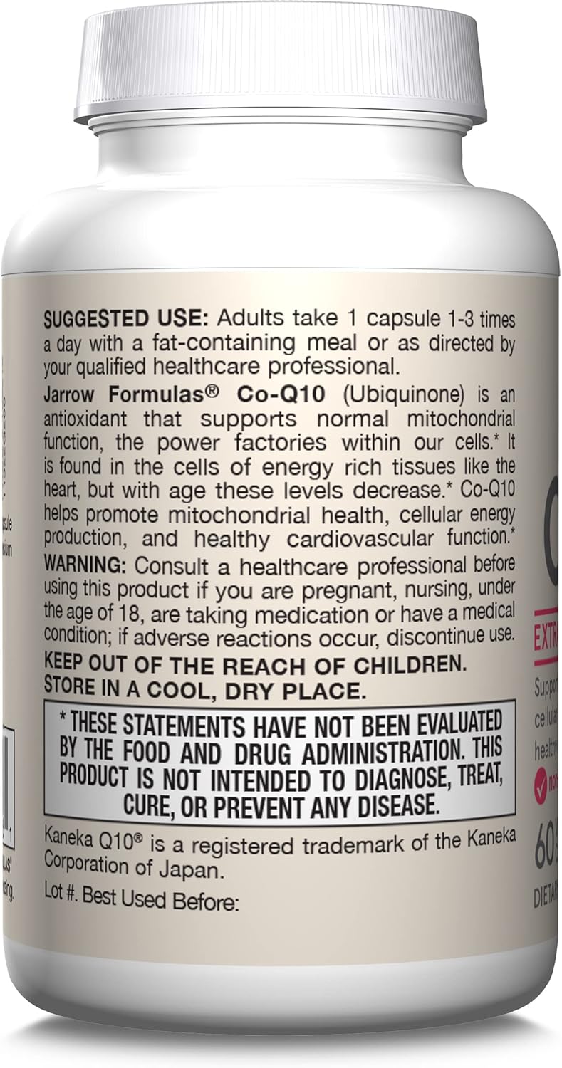 Jarrow Formulas CoQ10 200mg Veggie Capsules for Antioxidant & Heart Health, 60 Day Supply