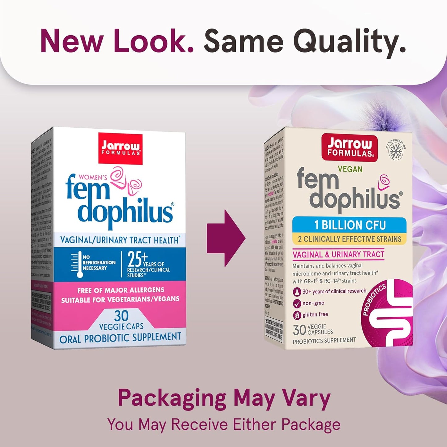 Jarrow Formulas Fem-Dophilus Probiotics: 1 Billion CFU, 2 Strains, Vaginal & Urinary Tract Support, 30 Capsules