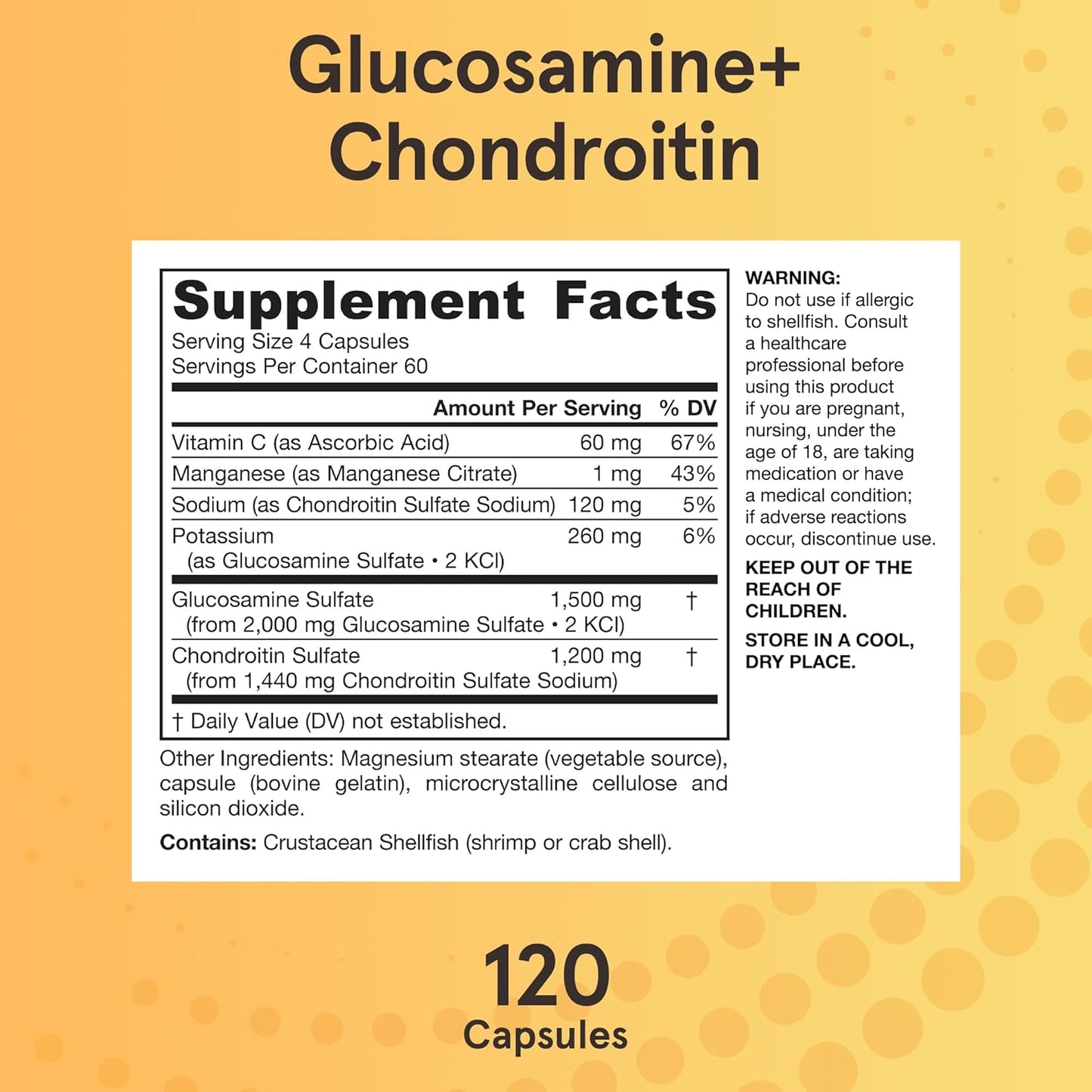 Jarrow Formulas Glucosamine + Chondroitin Capsules - Joint Health Support with Vitamin C & Manganese - 240 count