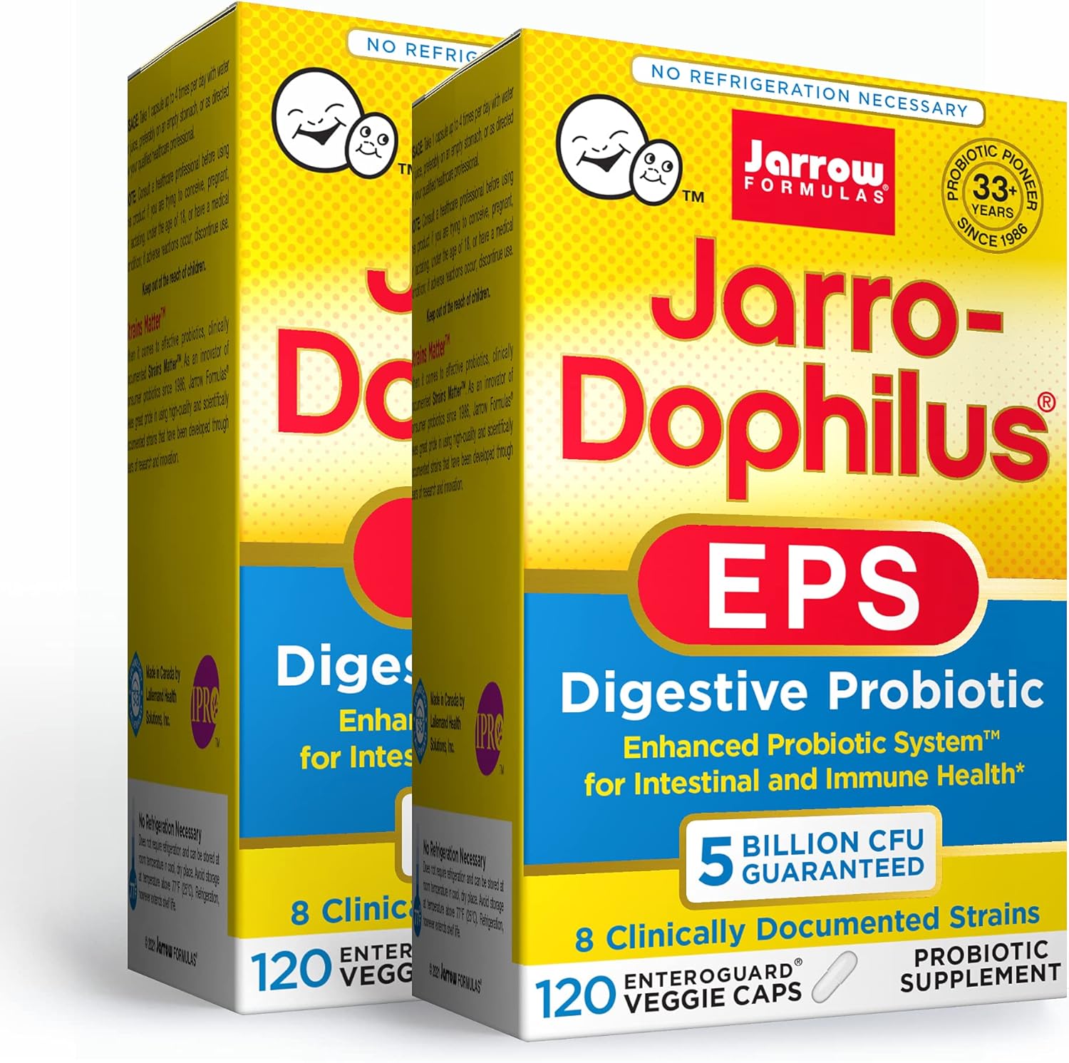 Jarrow Formulas Jarro-Dophilus EPS - 5 Billion CFU - 120 Enteric Coated Capsules - Multi-Strain Probiotic for Intestinal & Immune Support - 240 Count