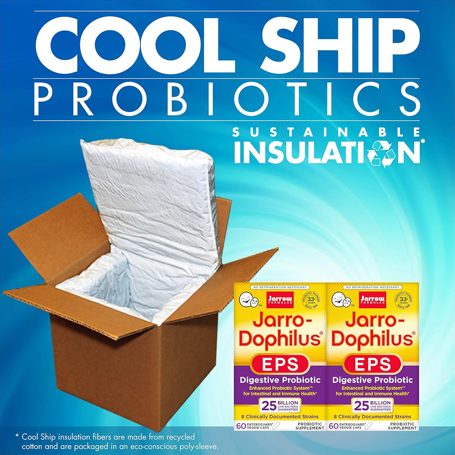 Jarrow Formulas Jarro-Dophilus EPS: 25 Billion Cells, High Potency Probiotics for Gut Health, 60 Capsules x 2 Pack