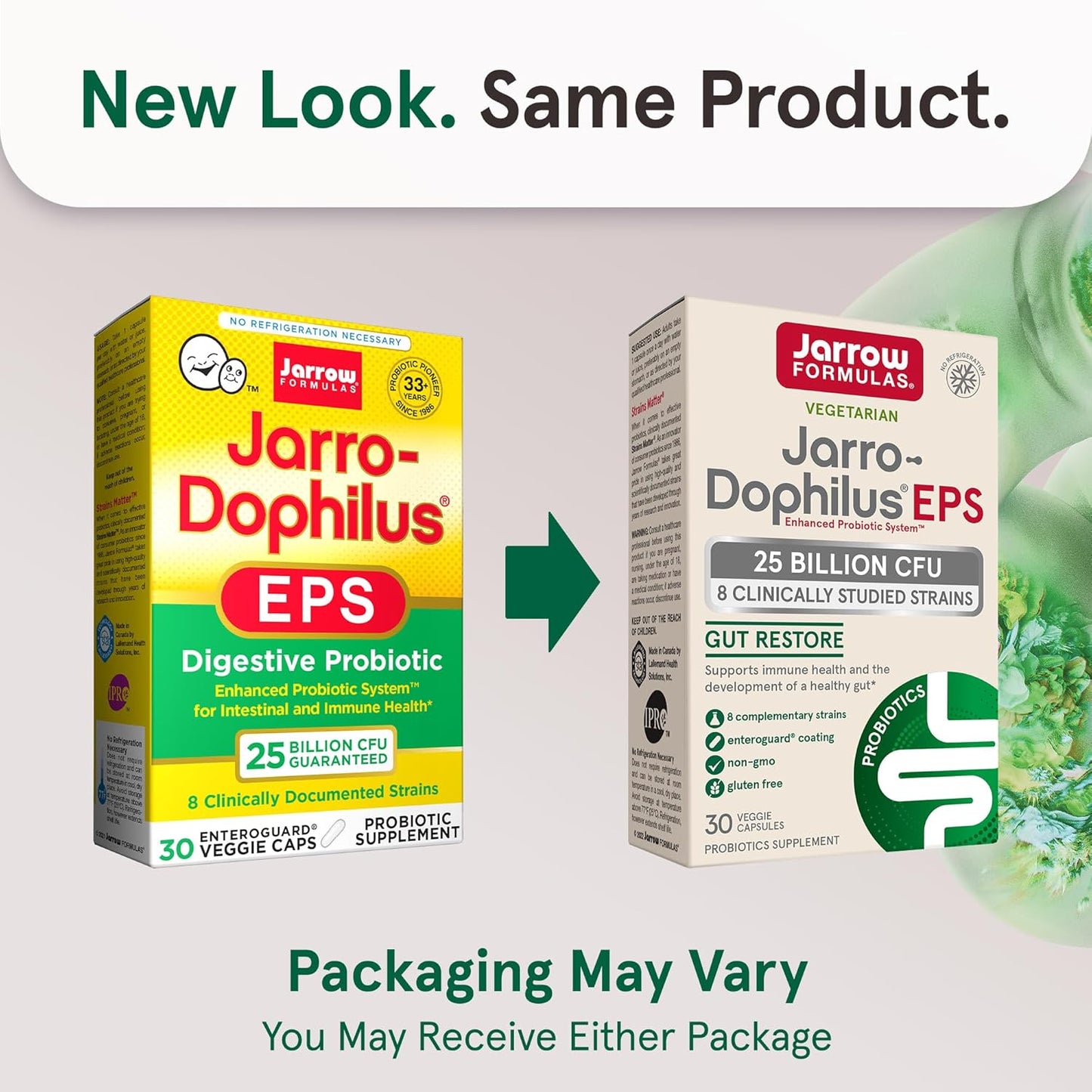 Jarrow Formulas Jarro-Dophilus EPS Probiotics 25 Billion CFU for Gut Health Support - 30 Veggie Capsules