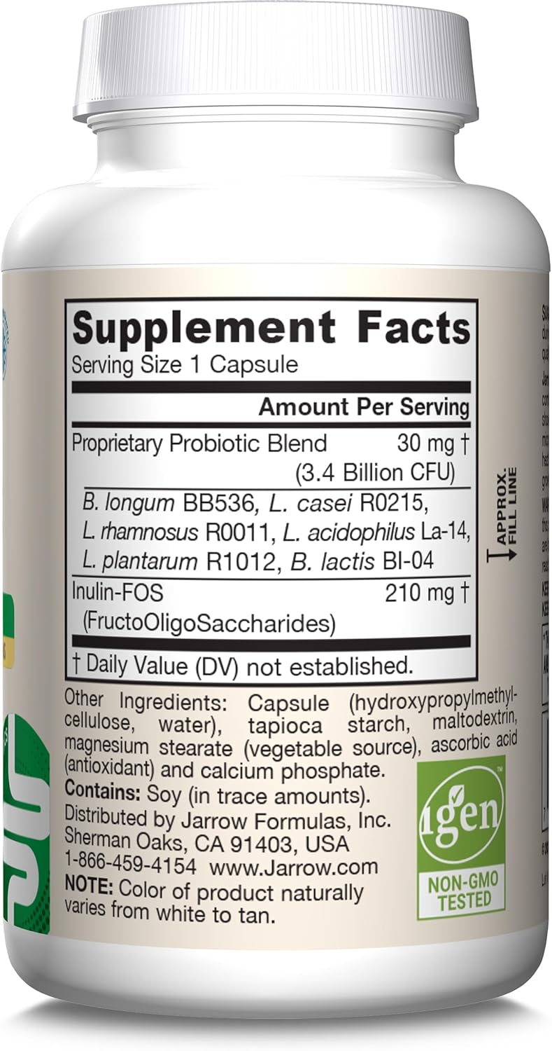 Jarrow Formulas Jarro-Dophilus + FOS - Prebiotic & Probiotic Supplement - 3.4 Billion CFU - Immune & Intestine Support - 100 Servings