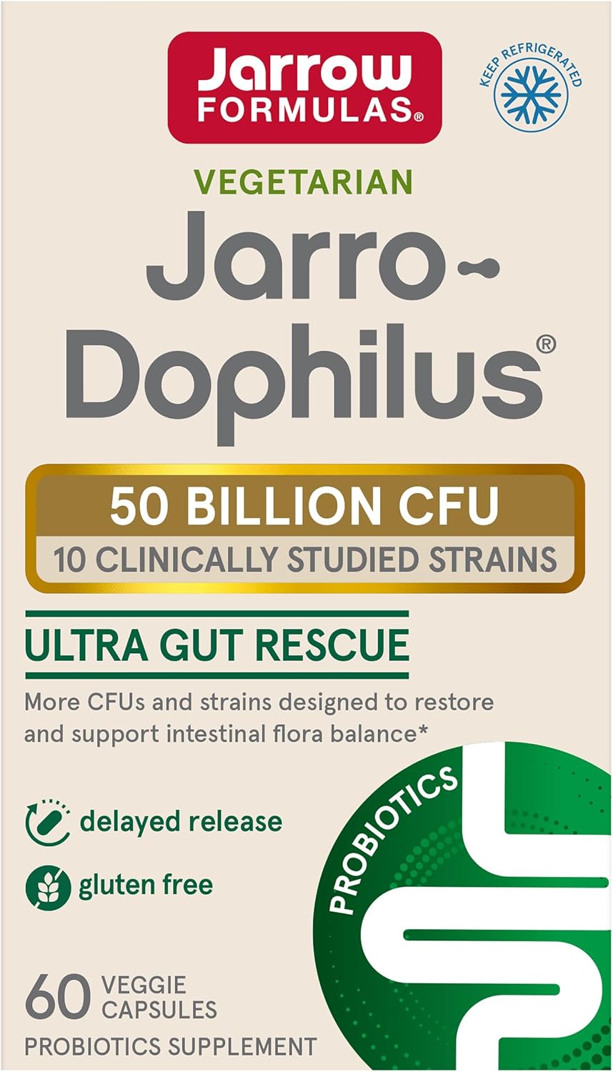 Jarrow Formulas Jarro-Dophilus Ultra - 50 Billion Viable Organisms, 60 Veggie Caps - Supports Intestinal Flora & Gut Health